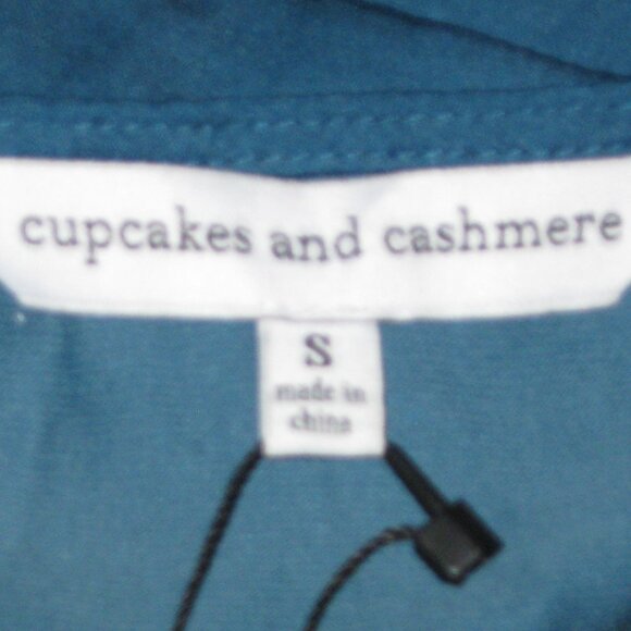 Cupcakes and Cashmere Satin Wrap Blouse Top Blue Size S NWT - Picture 6 of 7